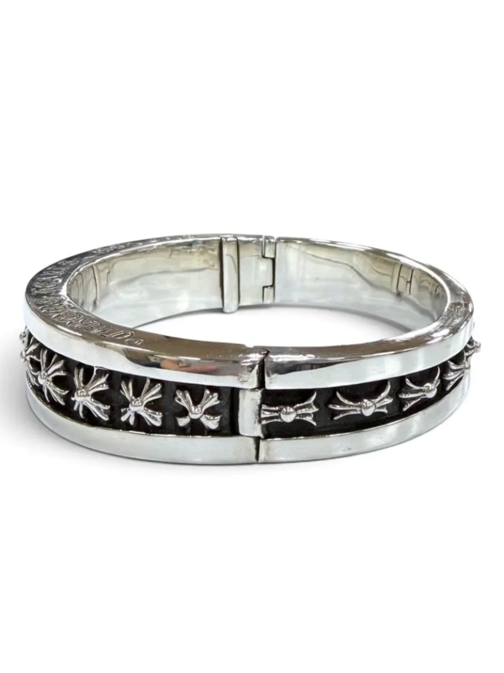 Chrome Hearts Narrow Band CH Plus Bangle CH 925 Sterling Silver Bracelet